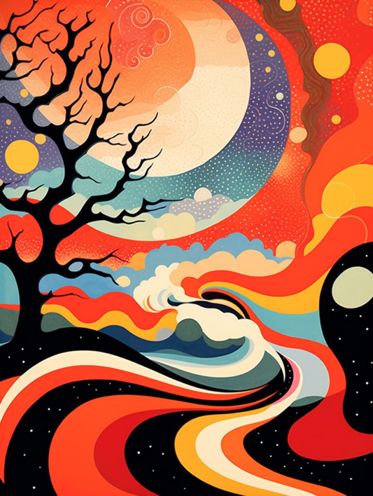 Lucid Journey Through Moonlit Tree